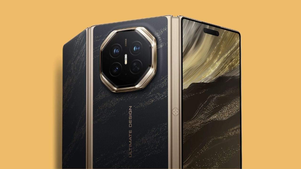 HUAWEI Mate XT 2 Ultimate Design tri-fold smartphone shown unfolded