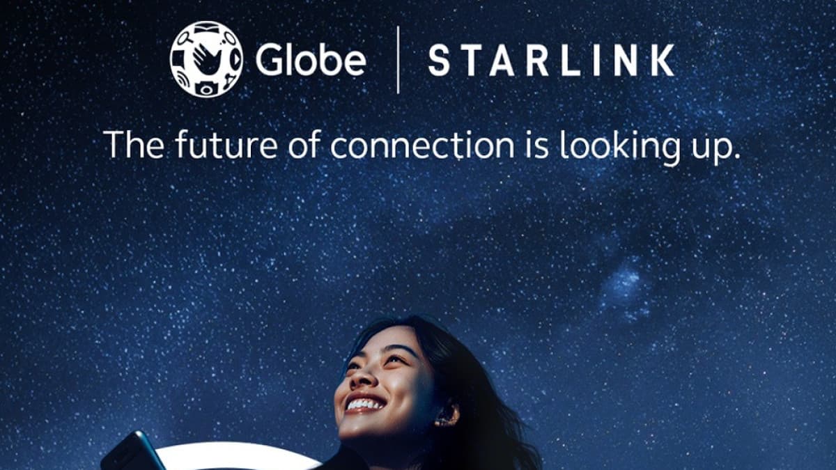 Globe Telecom promotional graphic for the Starlink satellite-to-mobile service launch in the Philippines