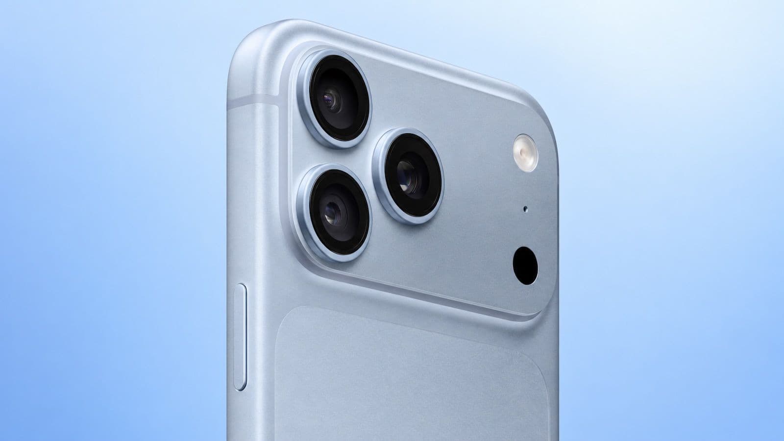 Rear camera view of the iPhone 18 Pro Max in the Glacier finish