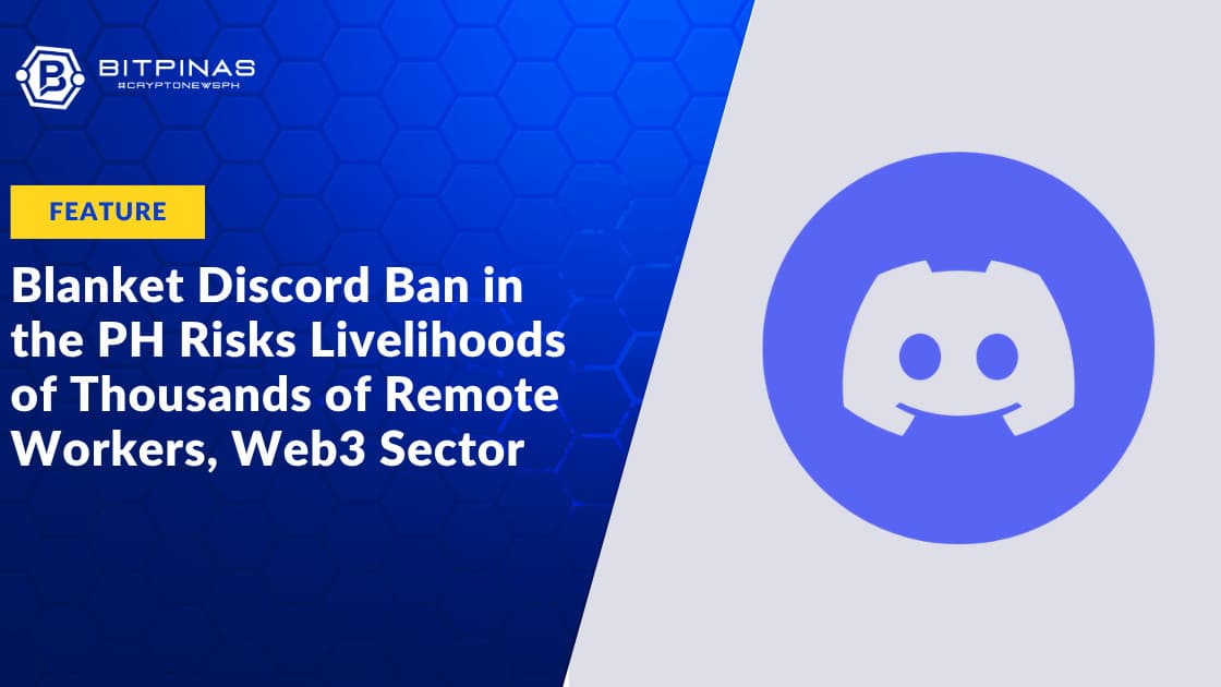 Graphic showing the Discord logo over a Philippine map, illustrating the ban's impact on remote workers