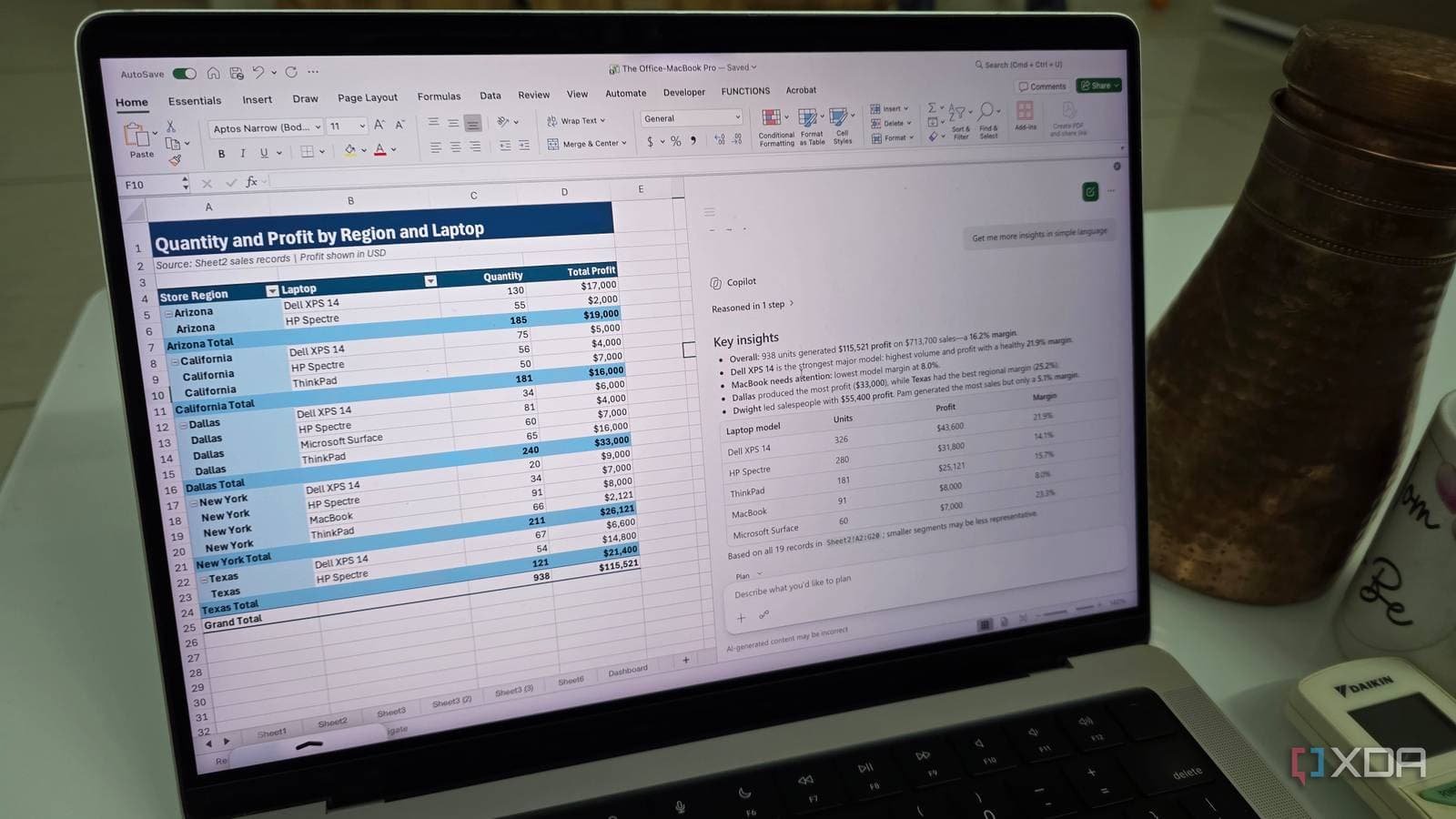 Microsoft Excel shown with the Copilot assistant
