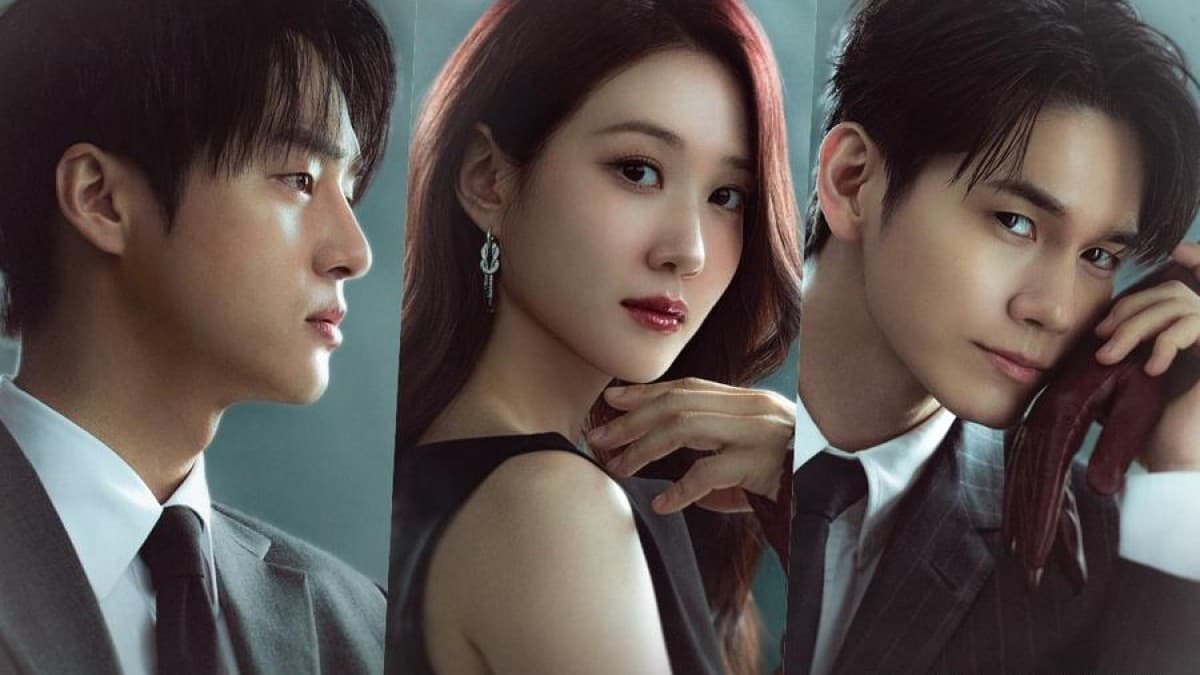 Park Eun Bin, Yang Se Jong, and Ong Seong Wu in individual character posters for Spooky in Love featuring a hand-clasp motif