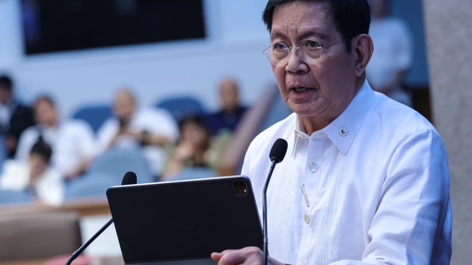 Senator Panfilo Lacson speaking during a Senate plenary session