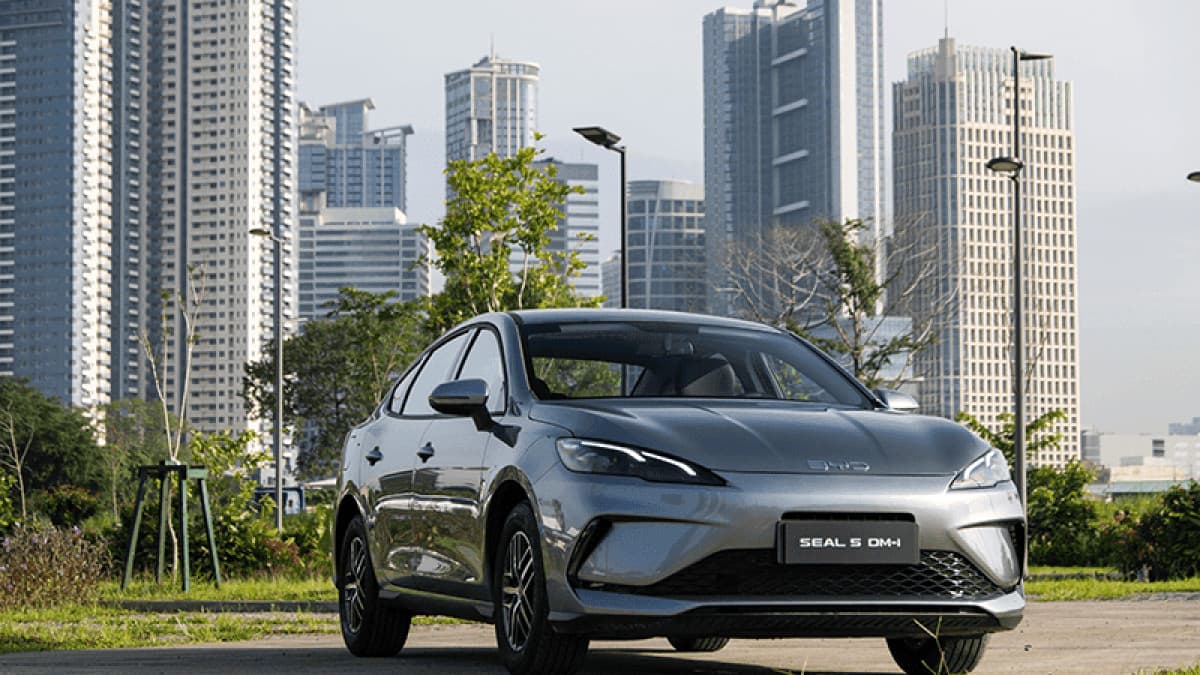 BYD Seal 5 DM-i plug-in hybrid sedan on display at its Philippine launch