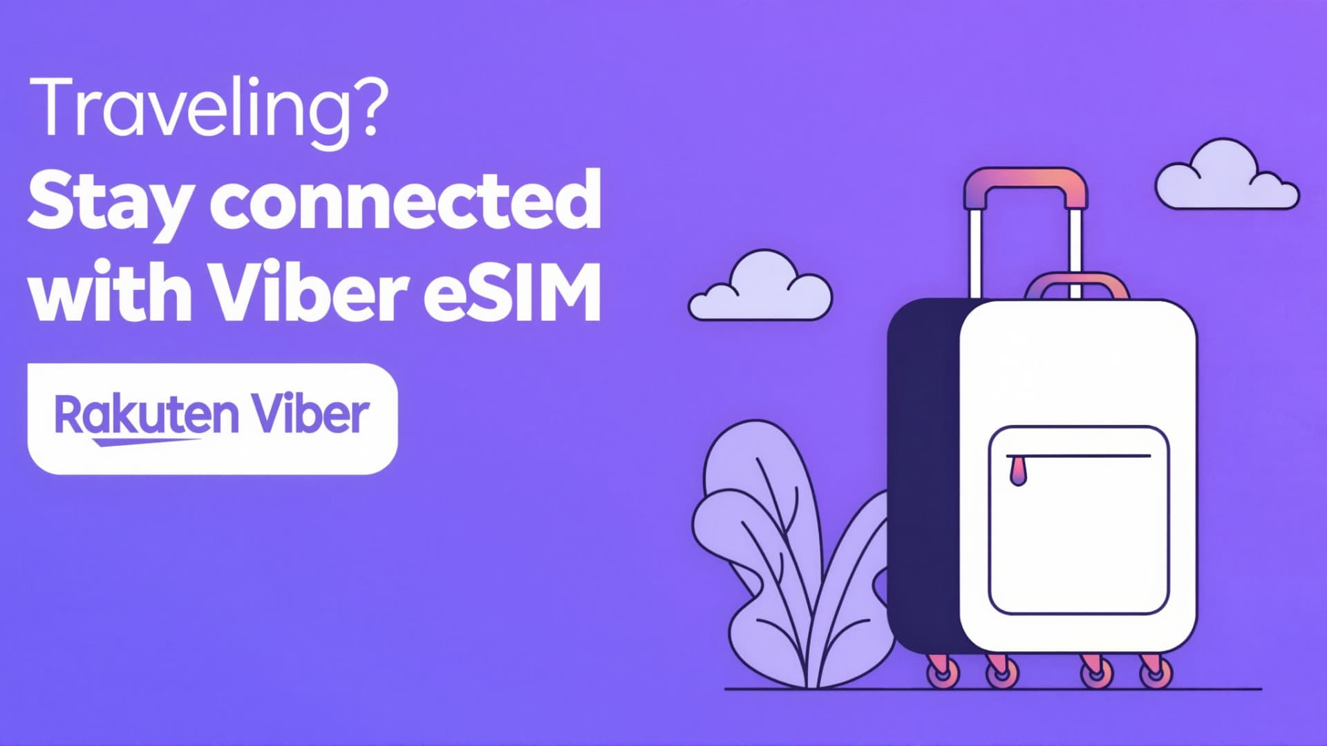 Rakuten Viber eSIM promotional graphic showing in-app travel data plans
