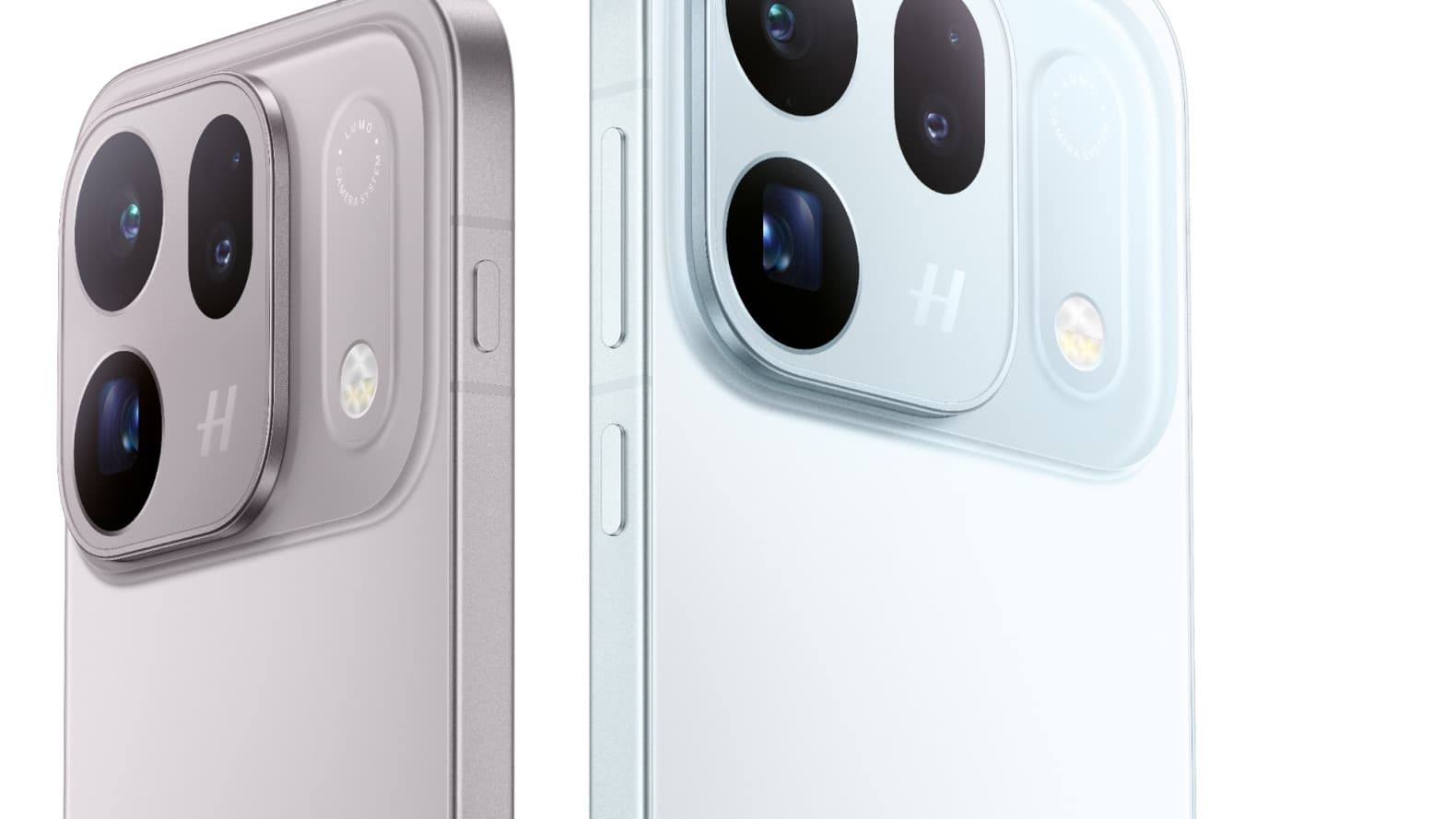 Rear view of OPPO Find X10 smartphones in Glacier Blue and Mist Grey