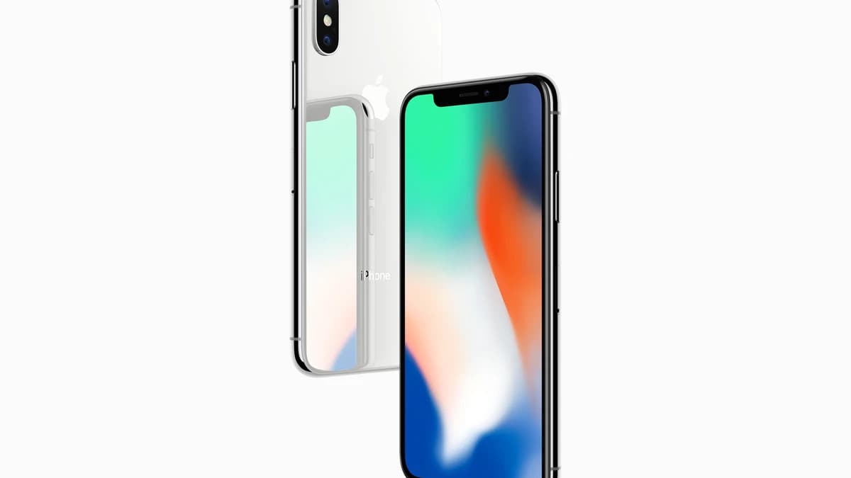 iPhone X showing its edge-to-edge OLED display with the original notch