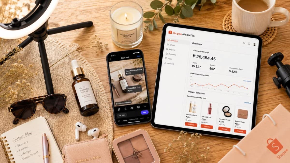 Shopee and Instagram affiliate partnership promotional graphic