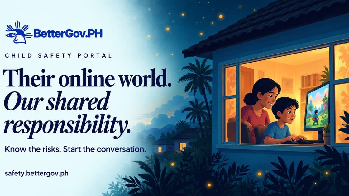 A Filipino parent and child share a computer game in a warmly lit home