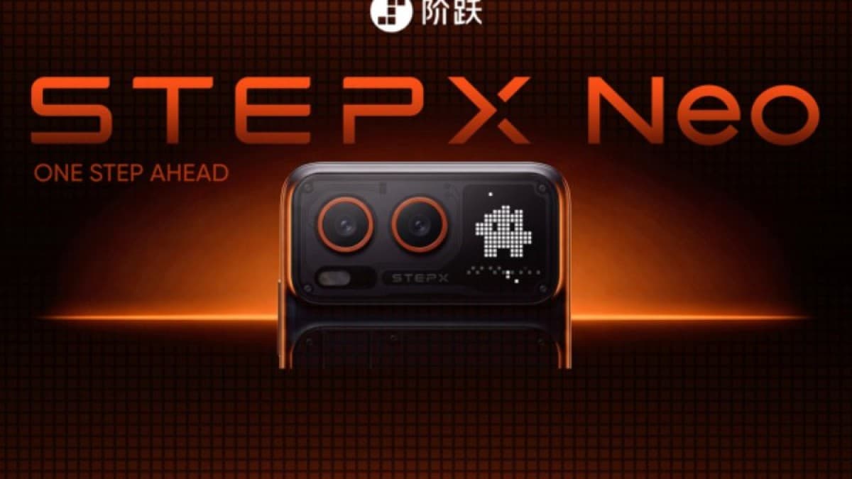 StepX Neo agentic smartphone displayed at StepFun's launch event