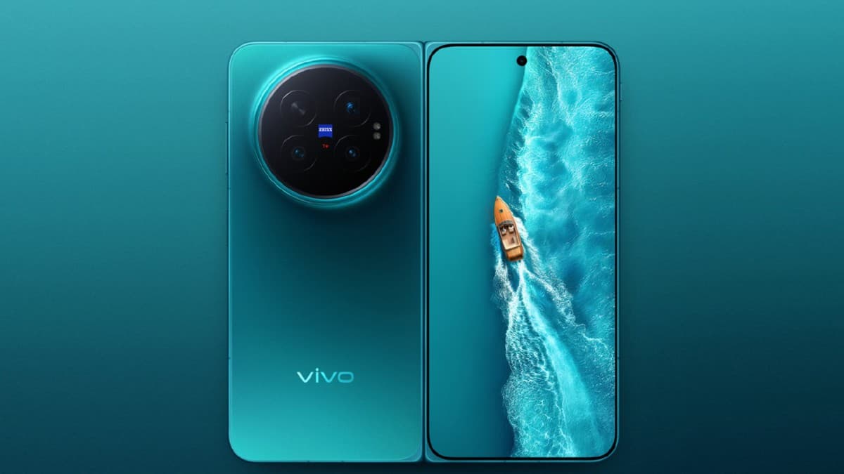 vivo X Fold6 foldable smartphone showing its inner AMOLED display and triple Zeiss camera array