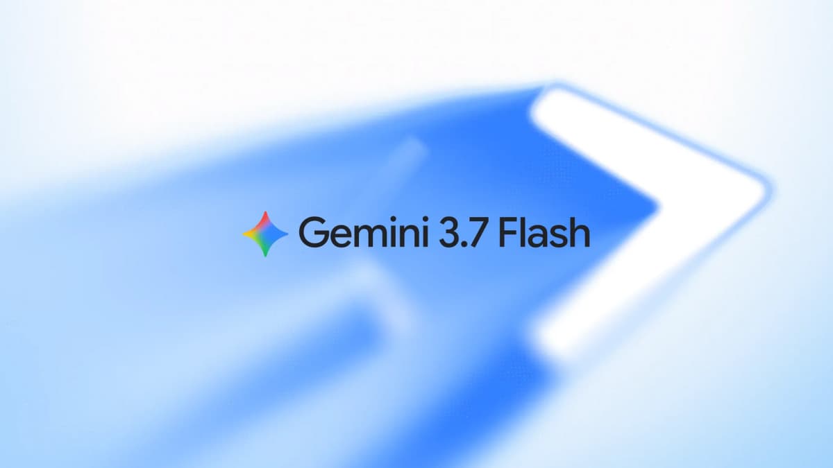 Gemini 3.7 Flash logo and name on a blue and white abstract background