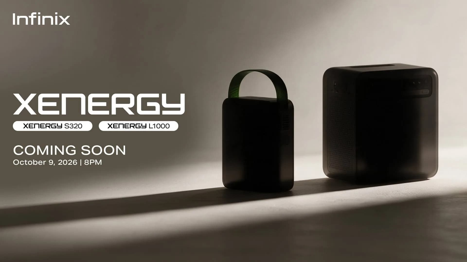 Infinix XENERGY L1000 and S320 power stations in the launch key visual