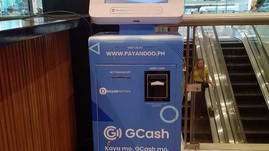 GCash-branded Pay&Go electronic payment kiosk inside a Philippine shopping mall