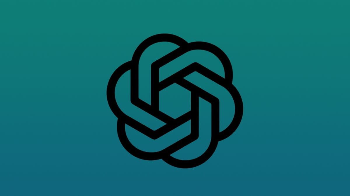 OpenAI logo in white on a teal background