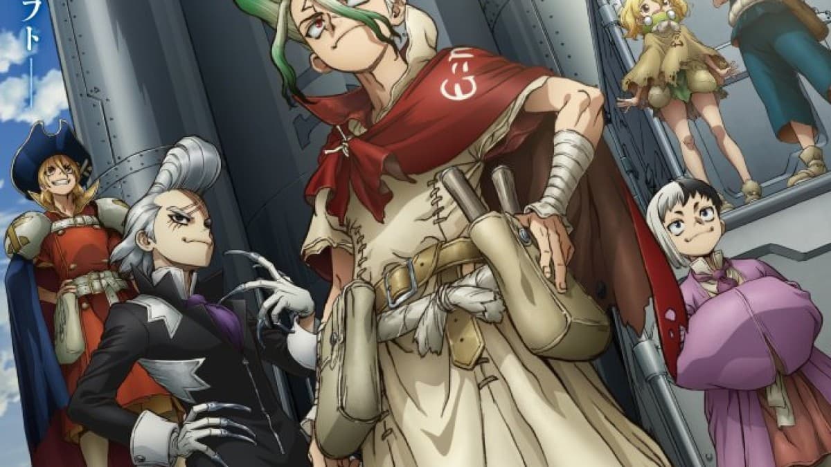 Dr. STONE: Science Future Cour 3 key visual featuring Senku and the Kingdom of Science