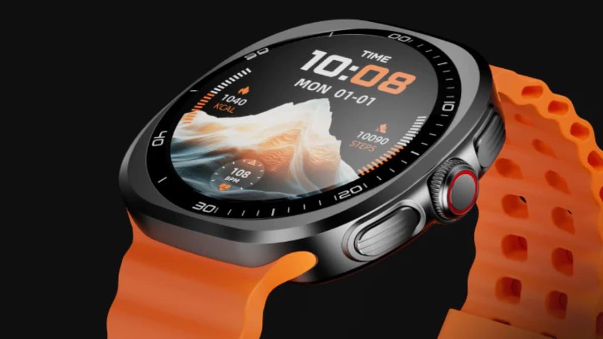 TECNO Watch Neo smartwatch with a circular AMOLED display and orange strap