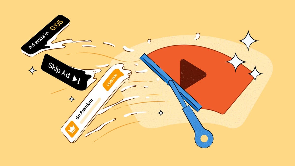 DuckDuckGo browser YouTube ad blocking feature promotional graphic