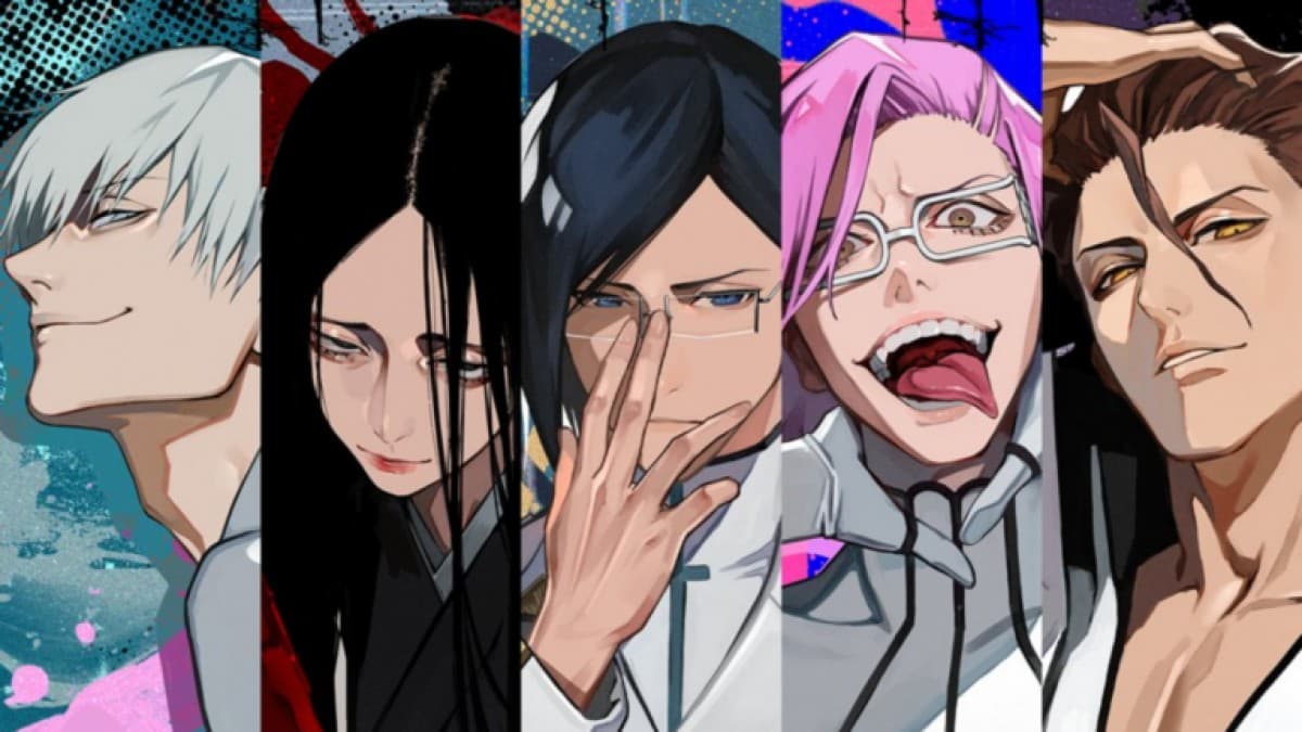 BLEACH x LAM collaboration artwork featuring Aizen, Gin Ichimaru, and other series characters