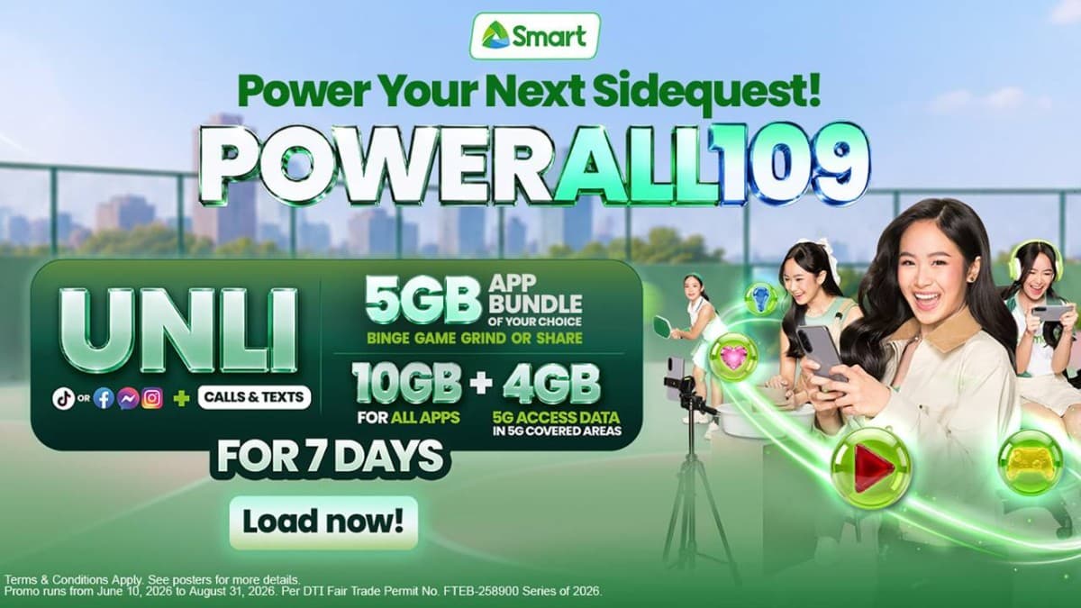 Smart PowerAll prepaid plan promotional image showing the ₱109 offer